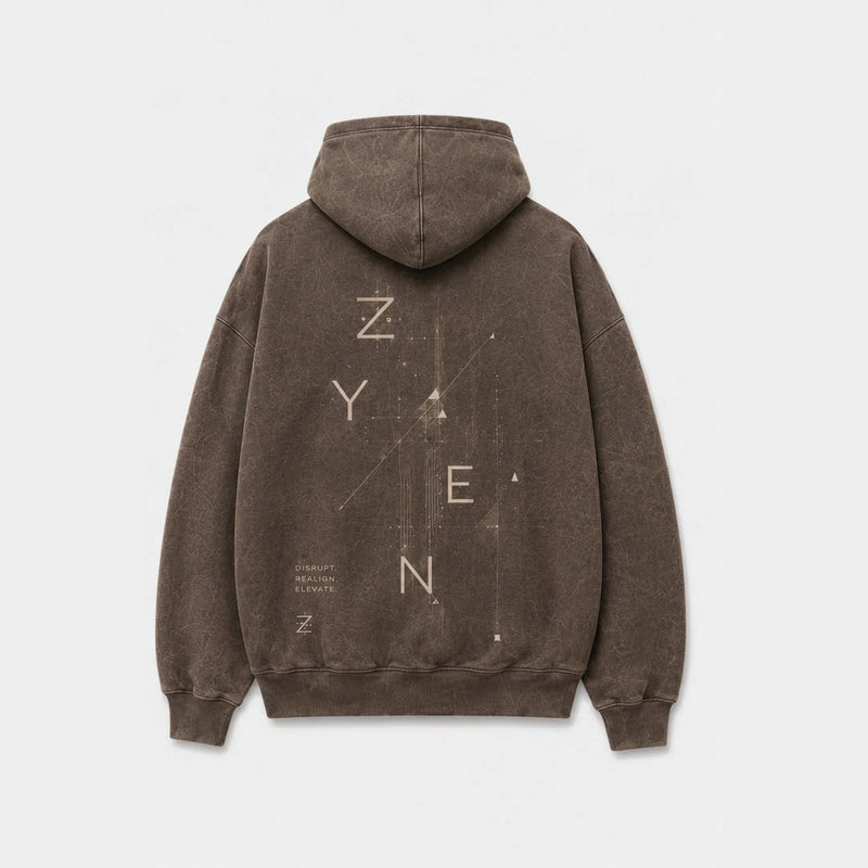 ZYEN Hoodie — Stone Brown, back