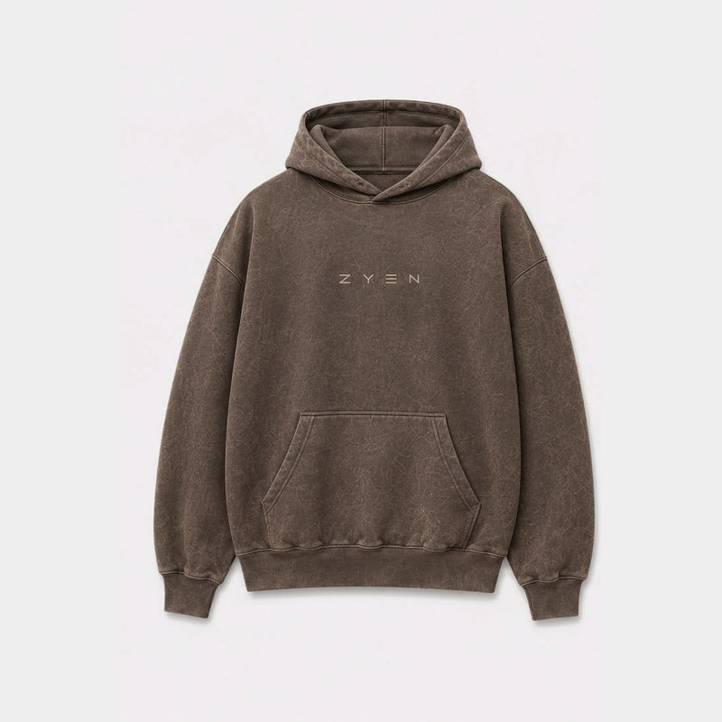 ZYEN Hoodie — Stone Brown, front