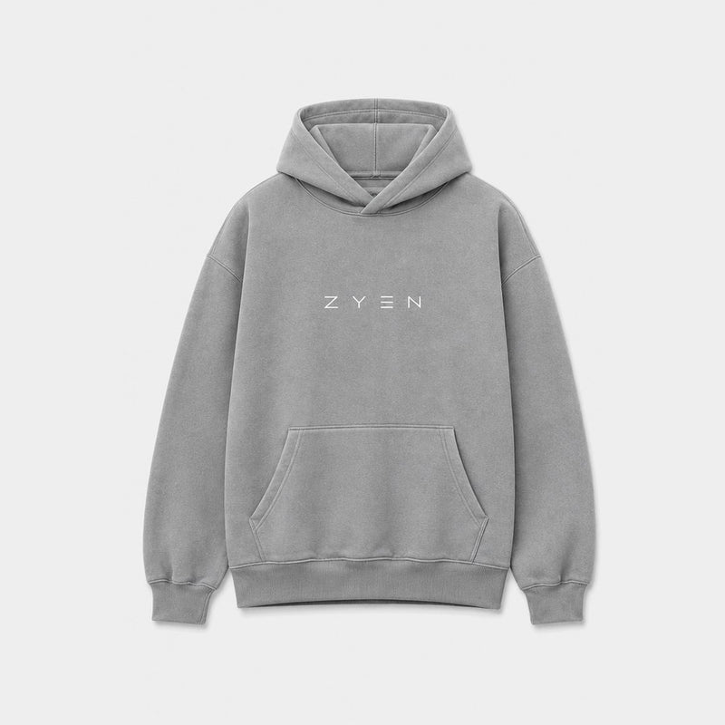 ZYEN Hoodie — Ash Grey, front