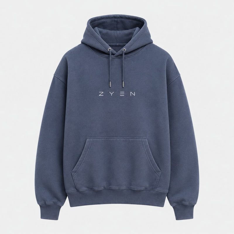ZYEN Hoodie — Icy Slate, front