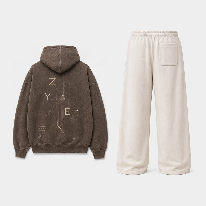 ZYEN Set — Stone Brown / Warm Ivory, back