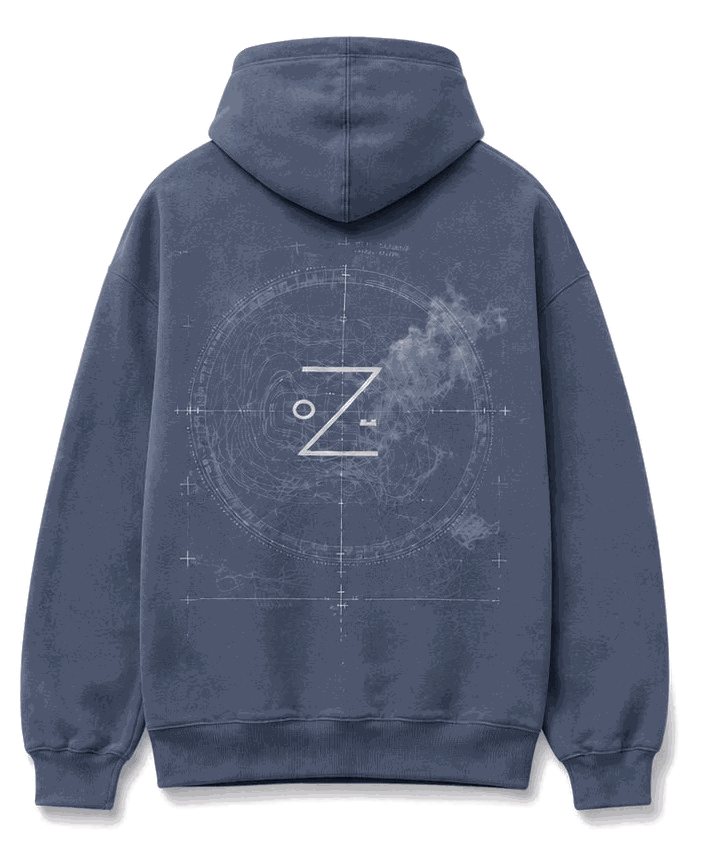 Cartograph Hoodie, Slate, back print