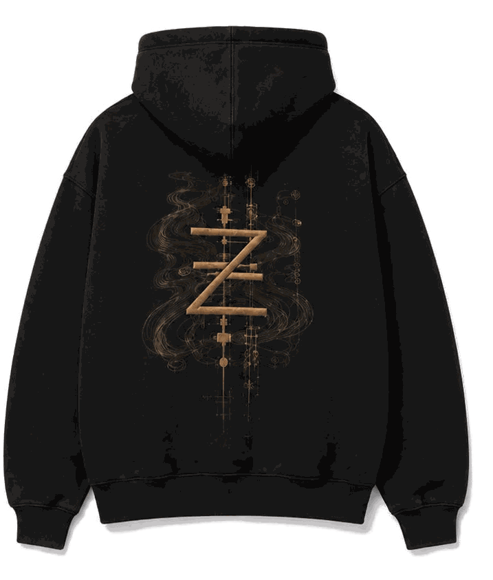 Current Hoodie, Washed Black, back print